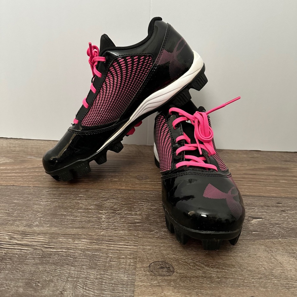 Under Armour Kids Baseball Cleats Black Pink‎ MLB 1238011-064 Size 5Y